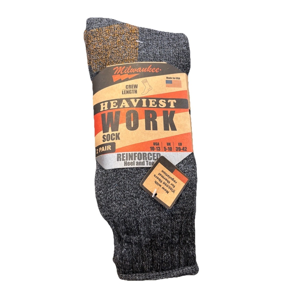 Milwaukee Heaviest Work Socks USA Size 10-13 2 Pair NWT